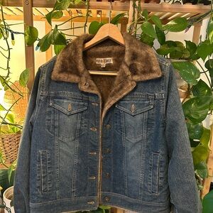 Marvin Richards Denim Jacket with Brown Faux Fur Collar
